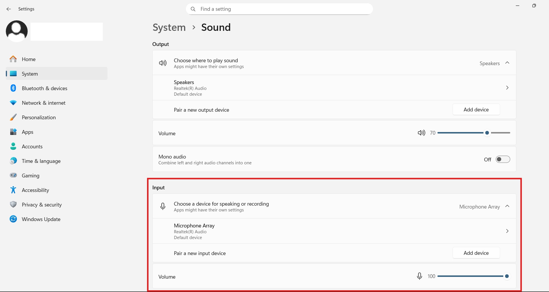 kiểm tra micro laptop qua Sound Settings