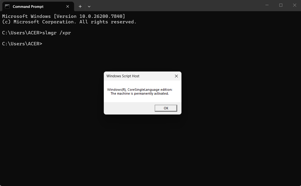 xem bản quyền hệ điều hành windows bằng lệnh cmd