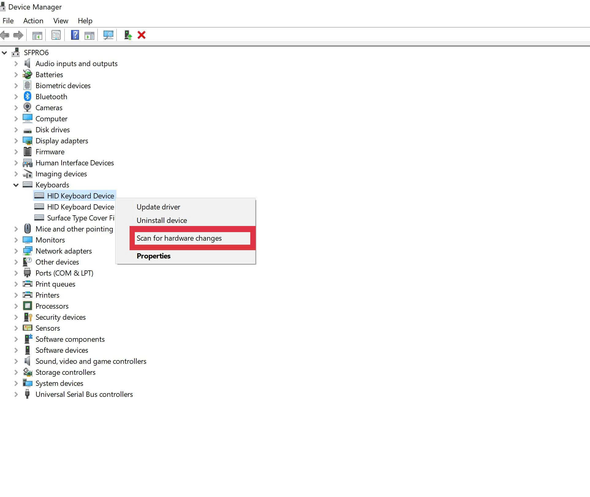 kiểm tra driver bàn phím qua device manager, khắc phục lỗi bàn phím laptop