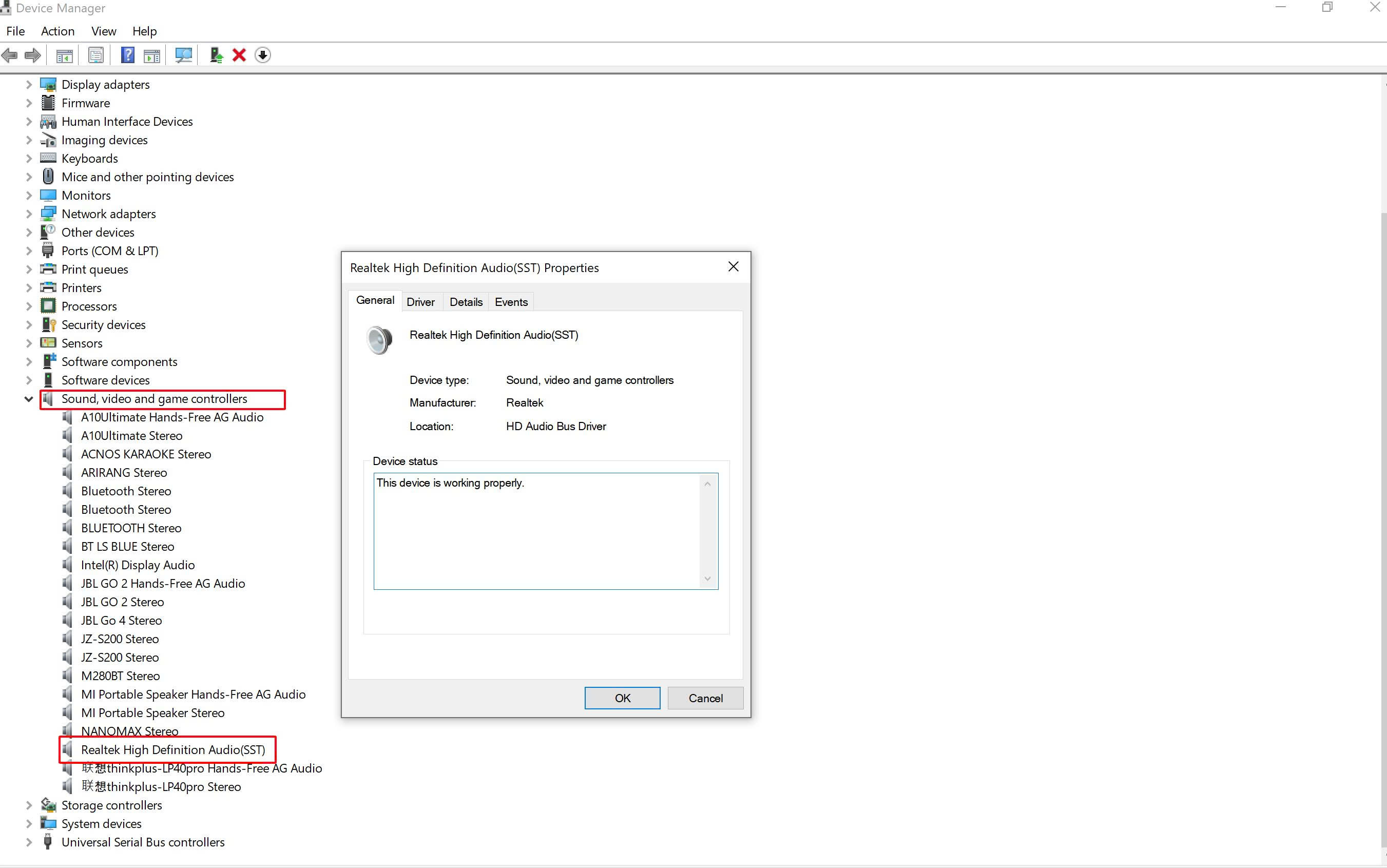 kiểm tra driver âm thanh, device manager, khắc phục lỗi loa laptop không có tiếng