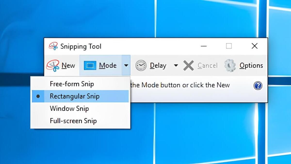 giao diện snipping tool các chế độ chụp