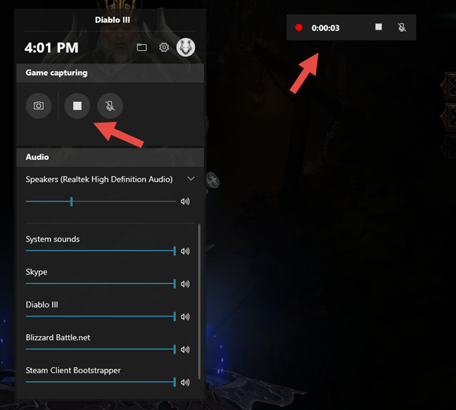giao diện xbox game bar nút chụp ảnh màn hình