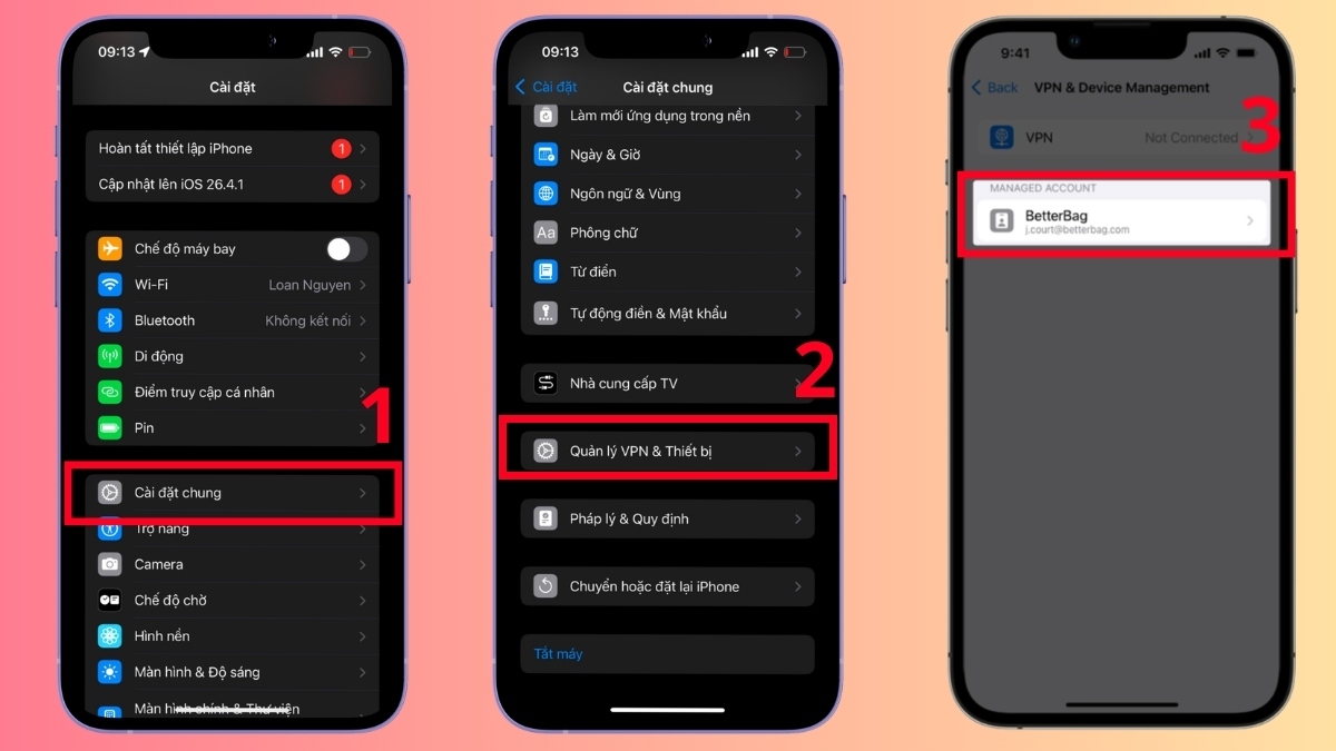 ảnh chụp màn hình kiểm tra cài đặt MDM trên iPhone