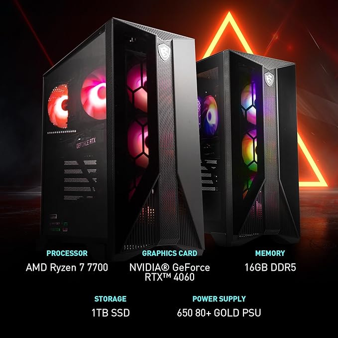 MSI Escritorio para juegos Aegis Z2 (2024): AMD Ryzen R7-7700, Geforce RTX 4060, 16GB DDR5, 1TB m.2 SSD MSI Escritorio para juegos Aegis Z2 (2024): AMD Ryzen R7-7700, Geforce RTX 4060, 16GB DDR5, 1TB m.2 SSD